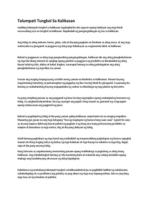 Mga Halimbawa ng Talumpati Tungkol sa Kalikasan (9 Talumpati).